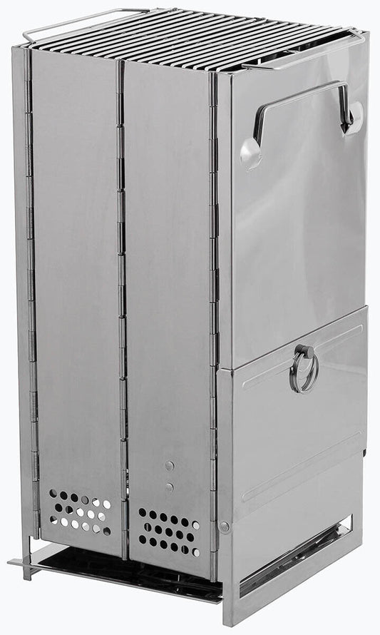 Large Foldable Rocket Stove - Stainless Steel - Suitable for Solid Fuels