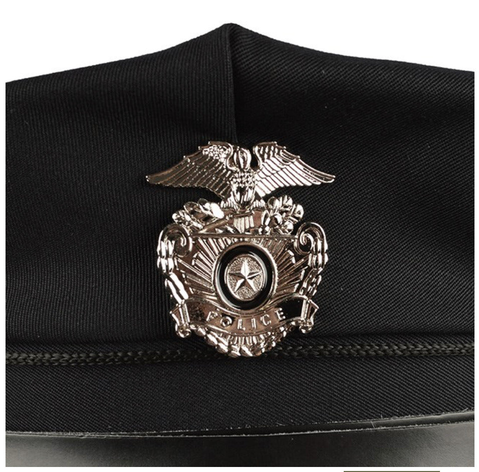 Us Police Cops Cap Visor Hat With Badge Dark Blue