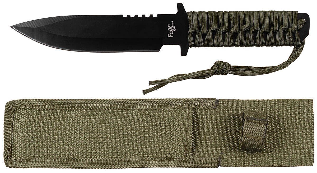 Outdoor Hunting Campin Knife Fixed Blade OD Green Wrapped Handle