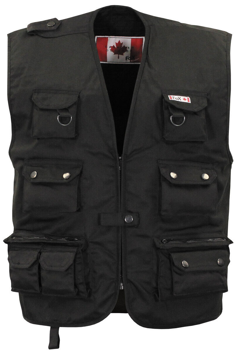 Canadian Army Quilted Outdoor Vest Black Vest Heavy Version Multi Pockets Black