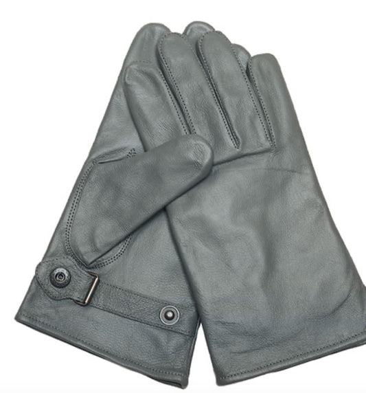 German Army Bundeswehr BW Lined Goat Leather Gloves Grey