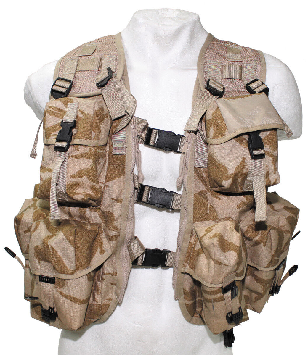 Original British GB Army Military Tactical Vest DPM Desert Camo Adjustable Mesh Used