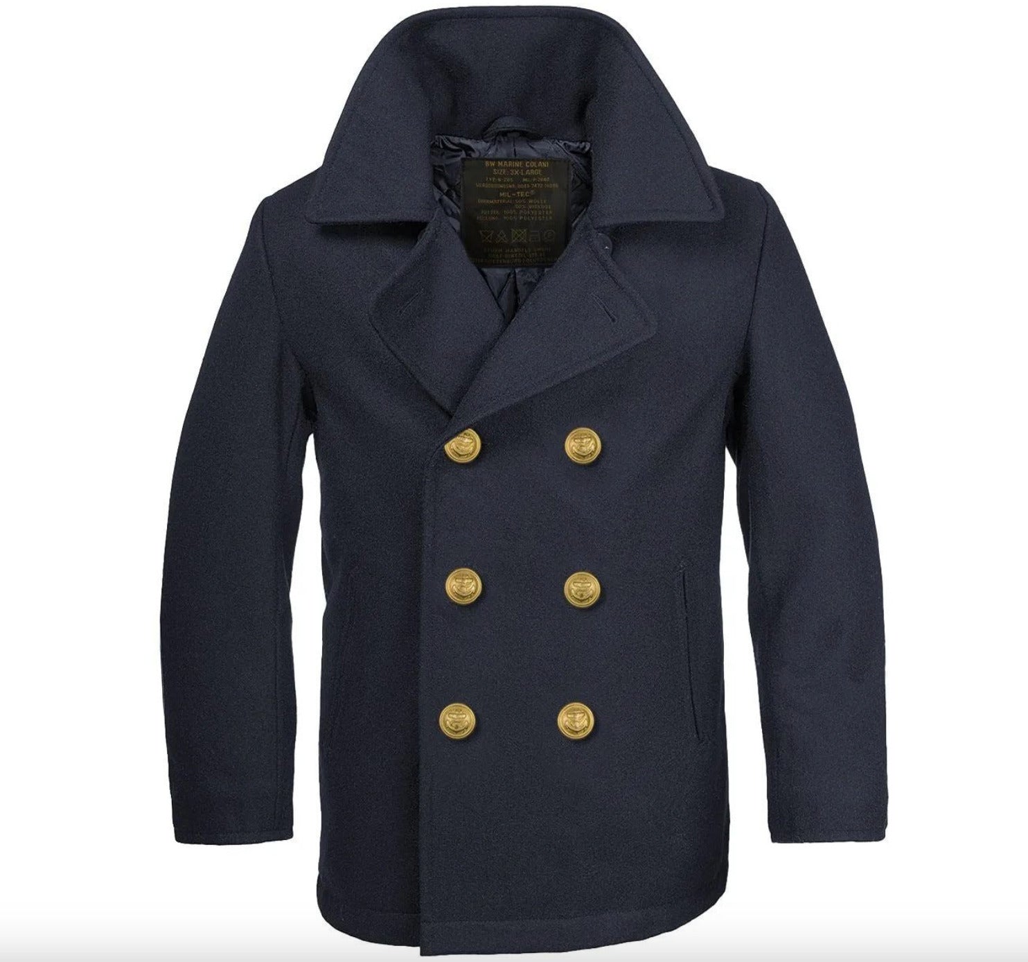 Mil-Tec German Wool Peacoat Golden Buttons Blue