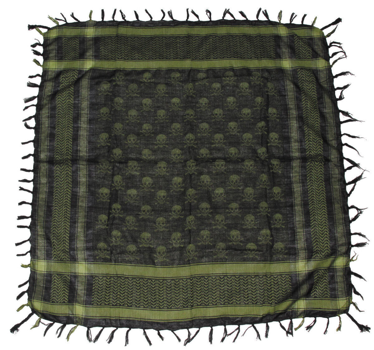 Shemagh Tactical Scarf Multifunctional Against Sun Dust OD Green Black Skull