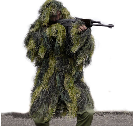 Military Ghillie Parka Suit Sniper Recon Outdoor Hunting Fire-Retardant Woodland