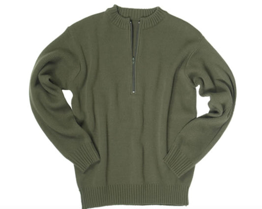 Classic Swiss Military Outdoor Army Warm Sweater With Zipper OD Green
