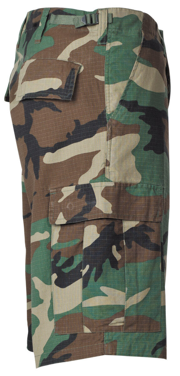 MFH Woodland Camo Bermuda Shorts with Leg Pockets