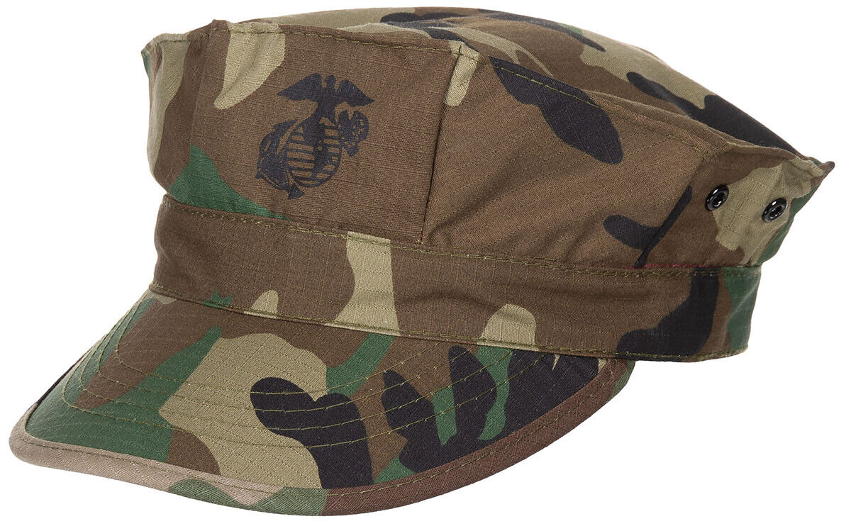 US Army Military Cap USMC Rip Stop Marine Corps Print Woodland