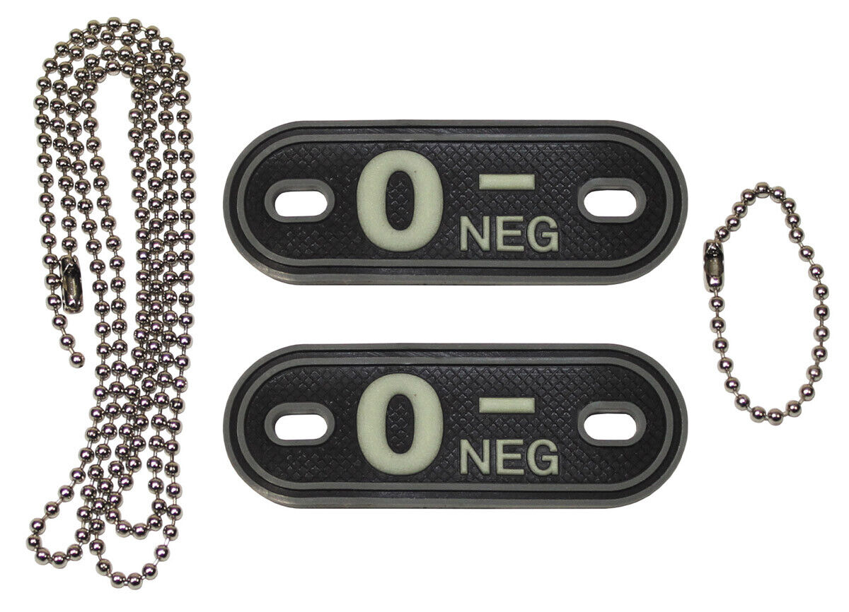 Blood Group Markers With Chains Phosphorescent O NEG 3D