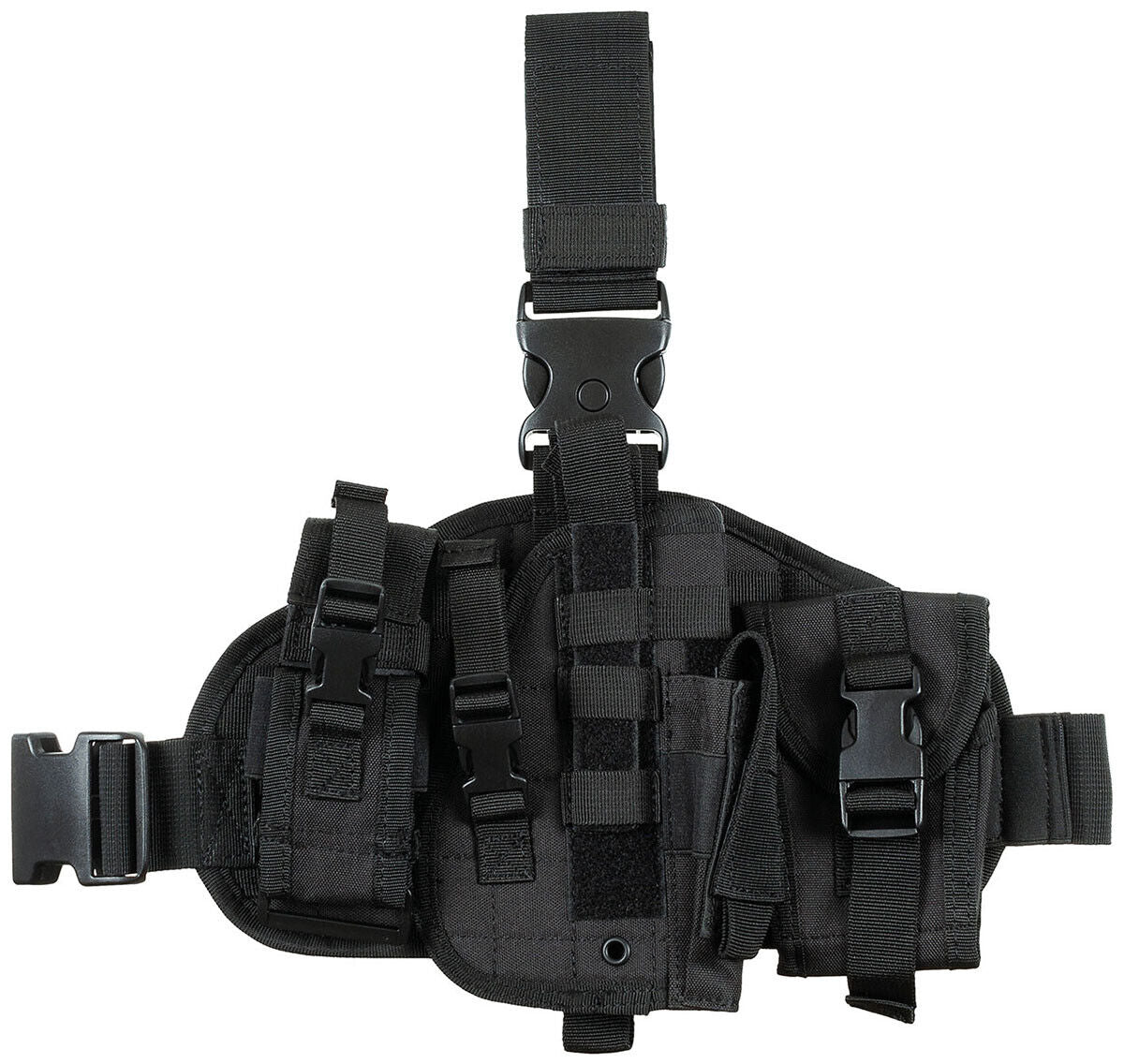 Leg Holster Military Army Combat MOLLE Right-Handed Use Black With Pouches