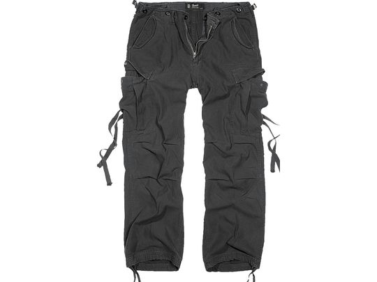 Brandit M65 Vintage Pants Outdoor Hiking Military Army Trousers Mens Black