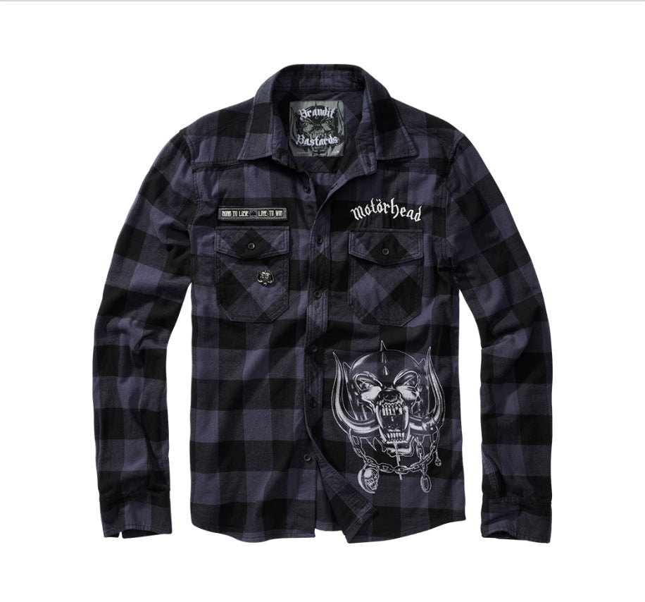 Brandit Motherhead Check Shirt Long Sleeve Stylish Urban Shirt Black/Grey