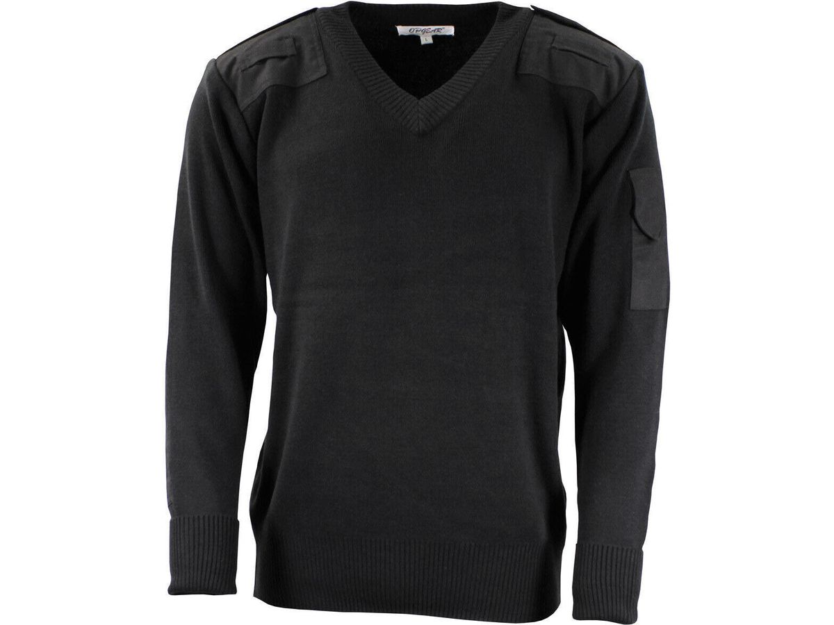 Original British Army Military Style Pullover Black Police V-neck