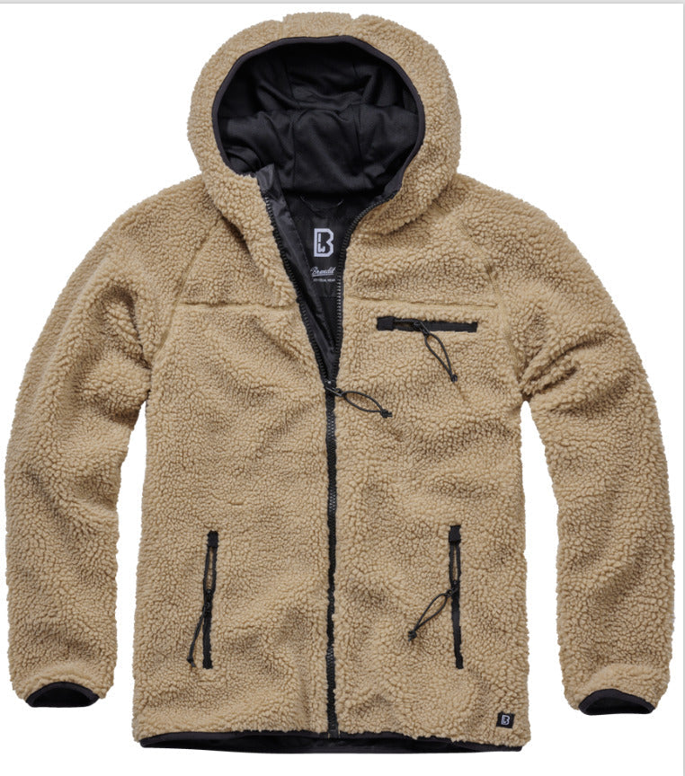 Brandit Teddy Fleece Worker Jacket Breathable Lining Hiking Army Camel