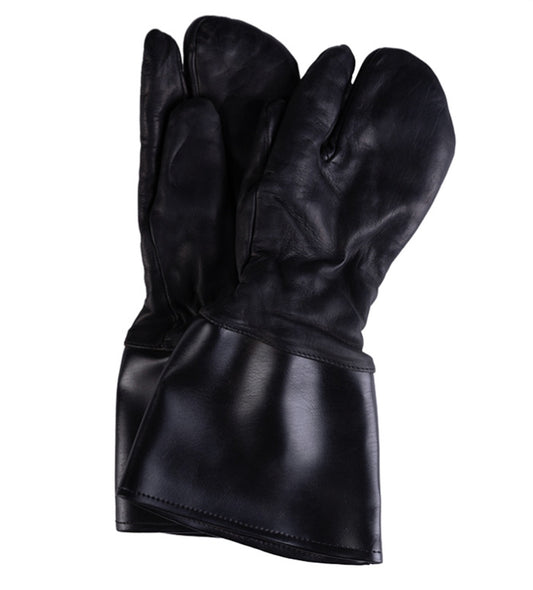 East German Motorcycle Gloves Black Vintage Military Surplus Leather Used