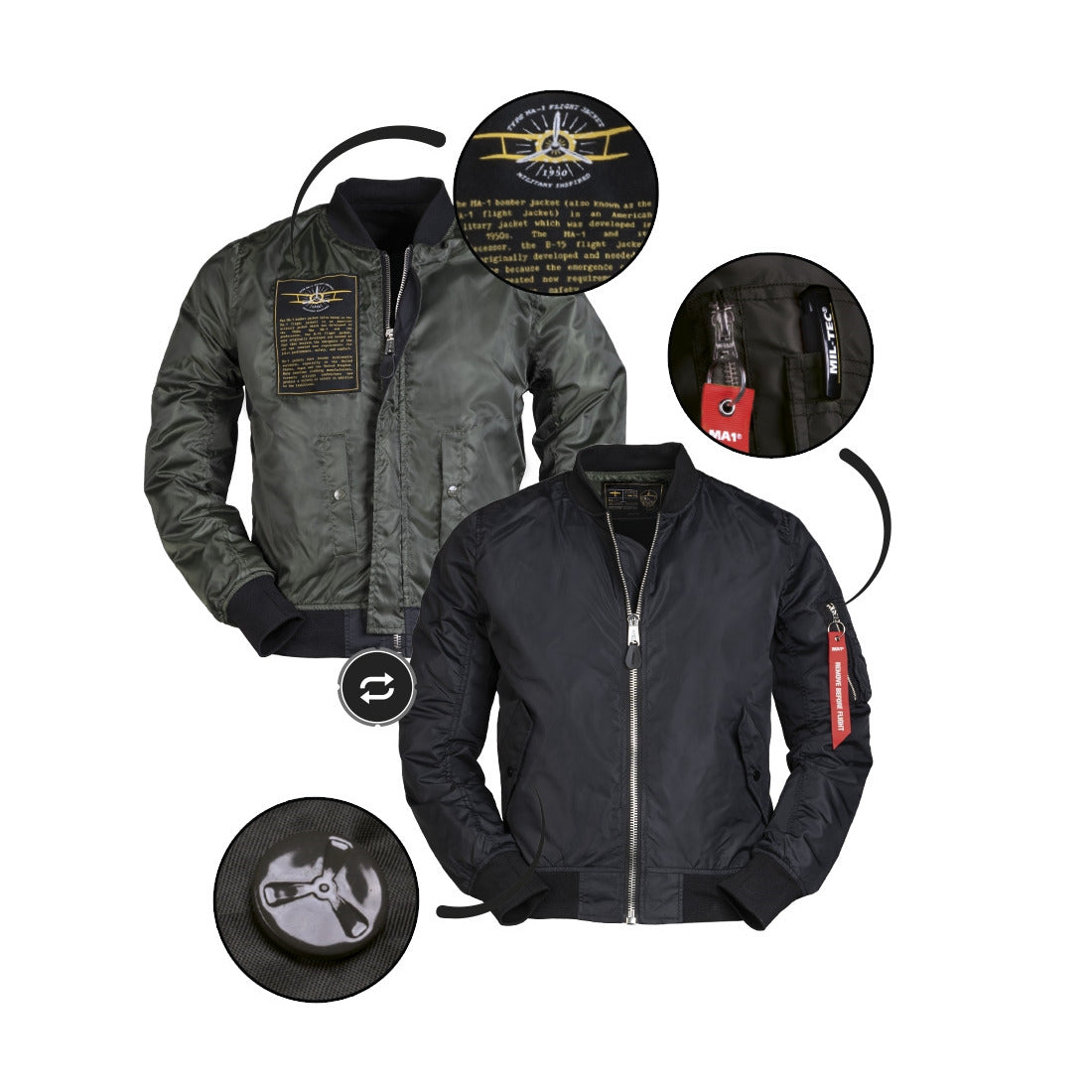 Mil-Tec US Summer MA1 Flight Jacket Black