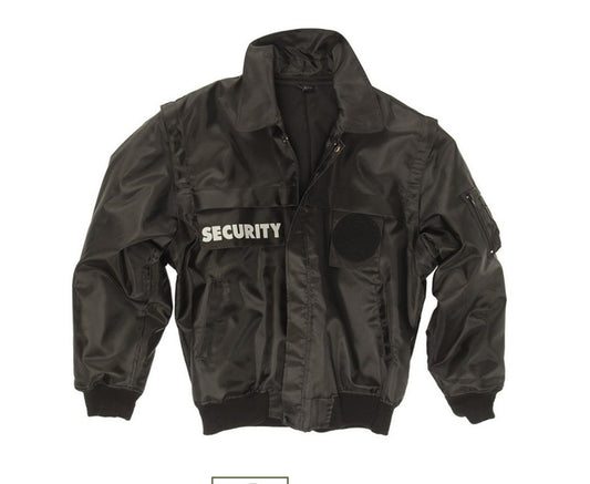 Security Guard Police Style Zip-Off  Sweater Pullover Blouson Reinforced Black