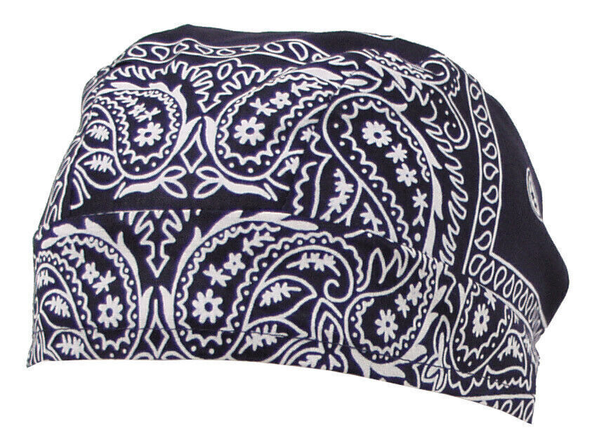 Classic Army Headwrap Ideal Sun&Sweat Protection 100% Cotton Paisley-navy blue