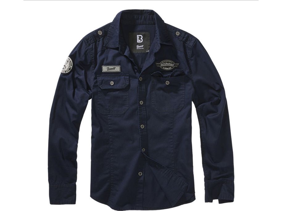Brandit Luis Vintage Shirt Long Sleeve Stylish Urban Outdoor Shirts Navy