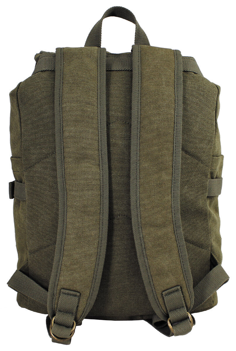 Outdoor Hiking Adjustable Backpack Canvas Real Leather OD Green 35L