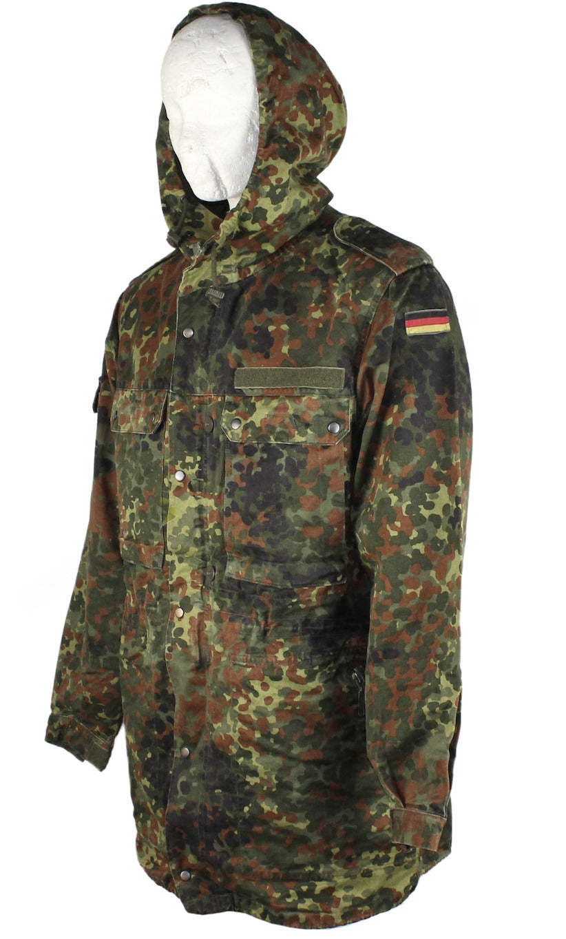 Original Bundeswehr BW Army Field Jacket Parka Military Issue Flecktarn Camo Used
