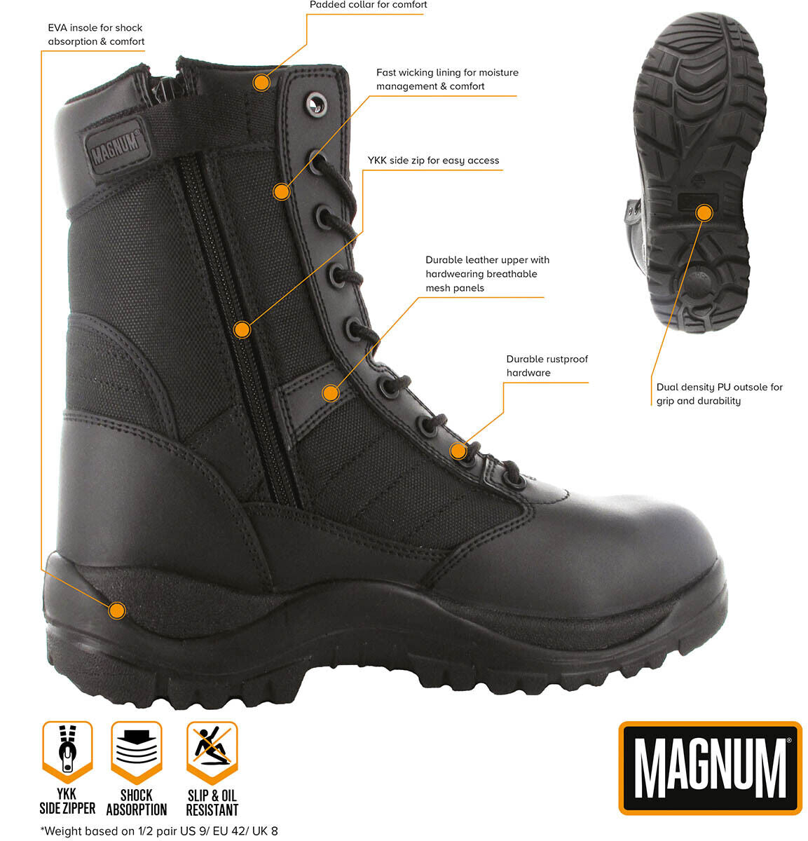 Magnum Combat Boots Magnum Centurion 8.0 Sz Black