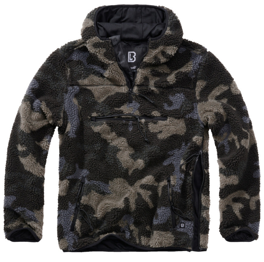 Brandit Teddy Fleece Worker Pullover Breathable Lining Hiking Army Dark Camo