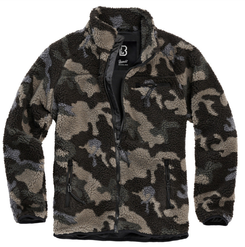 Brandit Teddy Fleece Jacket Breathable Lining Hiking Army Camo DarkCamo