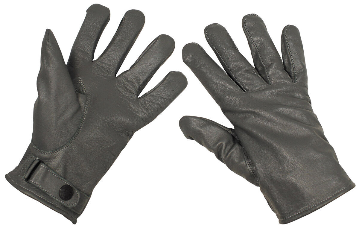 MFH German Army Leather Gloves Grey