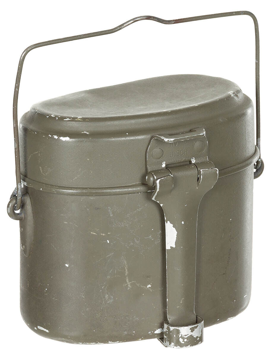 Original Austrian Army Mess Kit Alu Green 3-part – Used