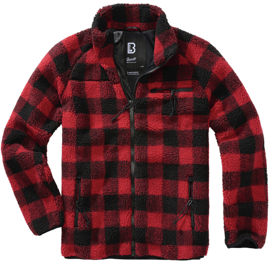 Brandit Teddy Fleece Jacket Breathable Lining Hiking Army Red/Black