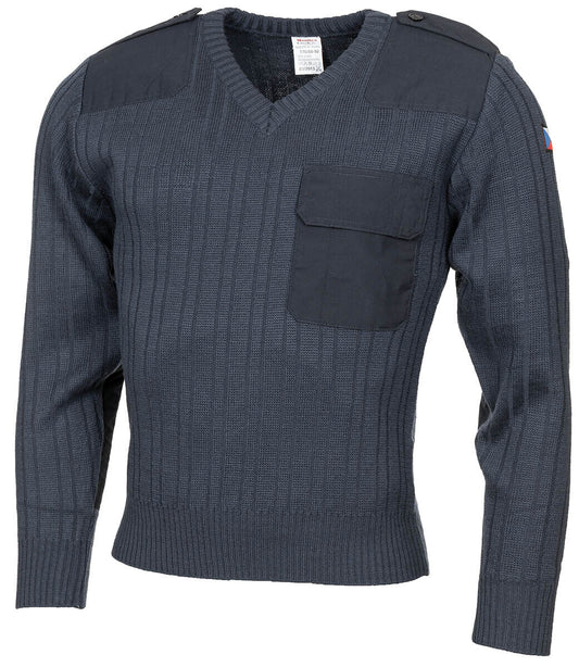 Original CZ Army Military Style Pullover M 97 V-neck Blue 50% Wool