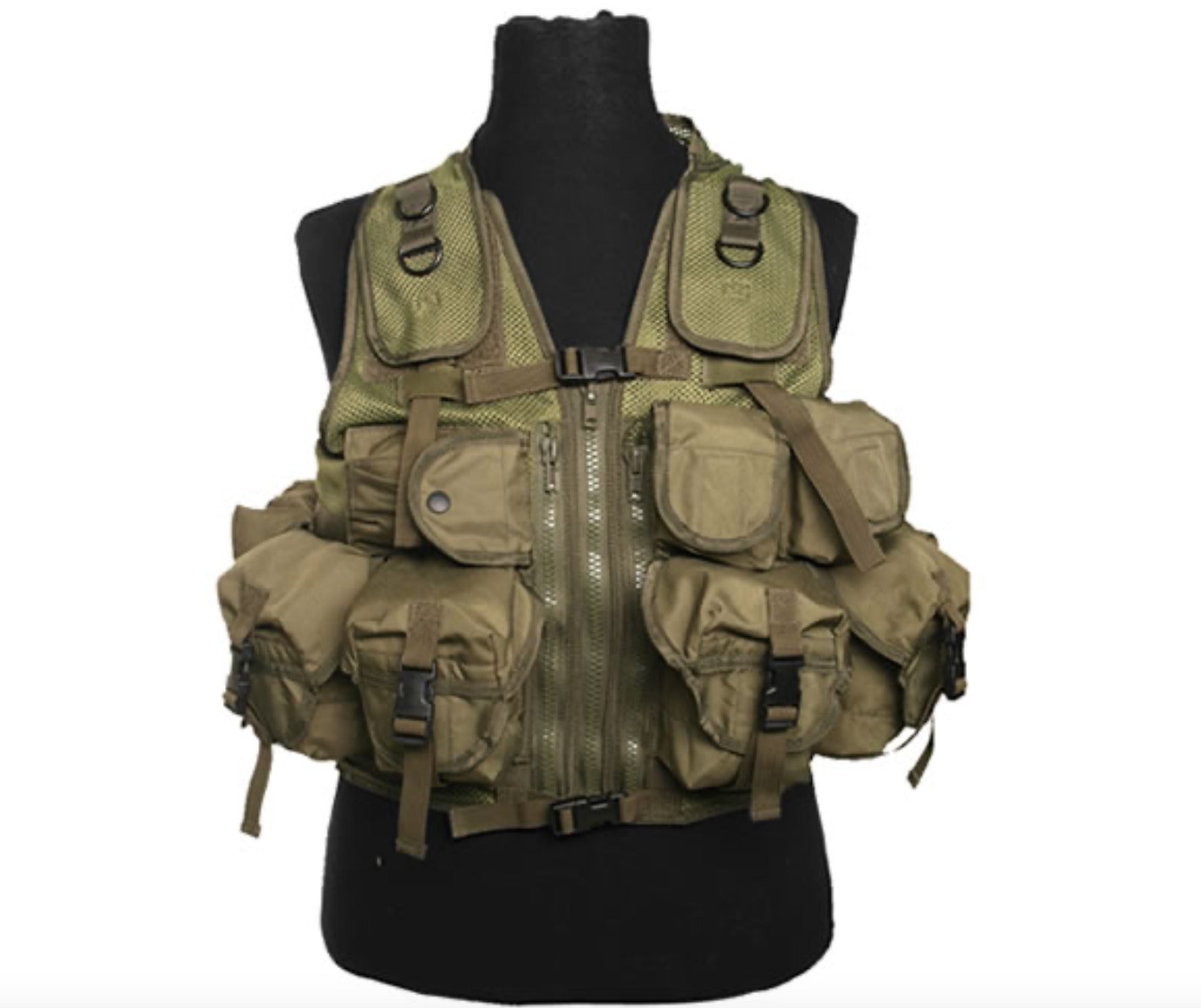 Military Army Combat Tactical Vest Modular System 9 Pockets OD Green