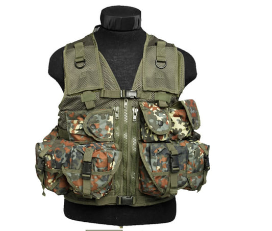 Flecktarn Tactical Vest – Modular System, 9 Pockets