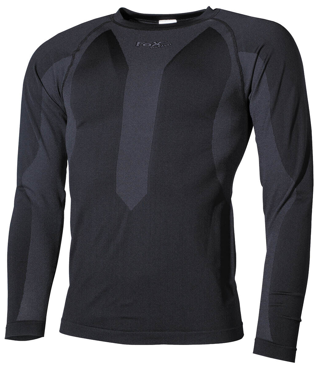 Thermo-Functional Undershirt Breathable Long Sleeved Black
