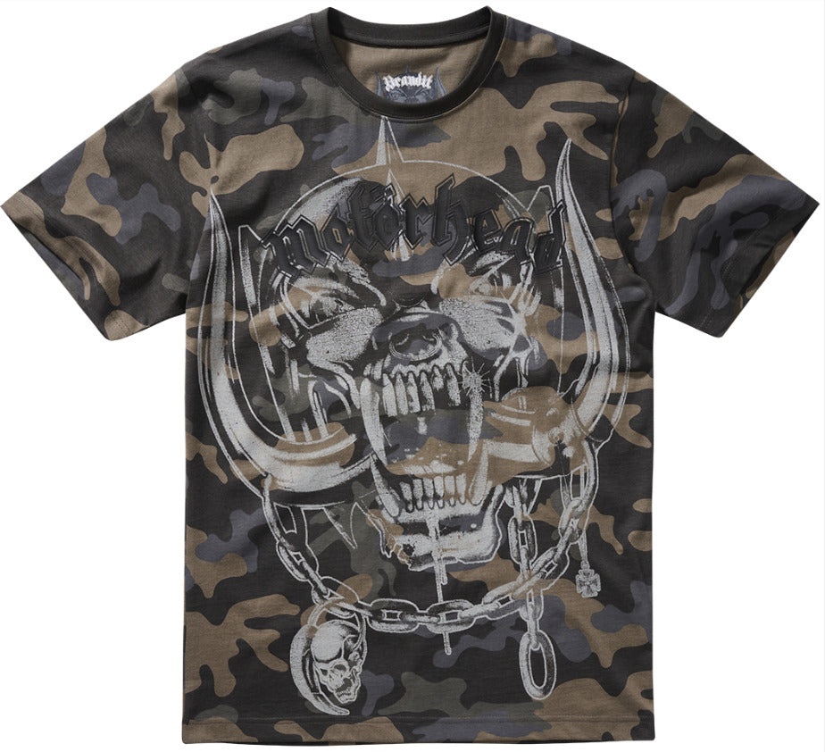 Brandit Motherhead T-Shirt Warpig Print Stylish Urban Outdoor Shirt Black