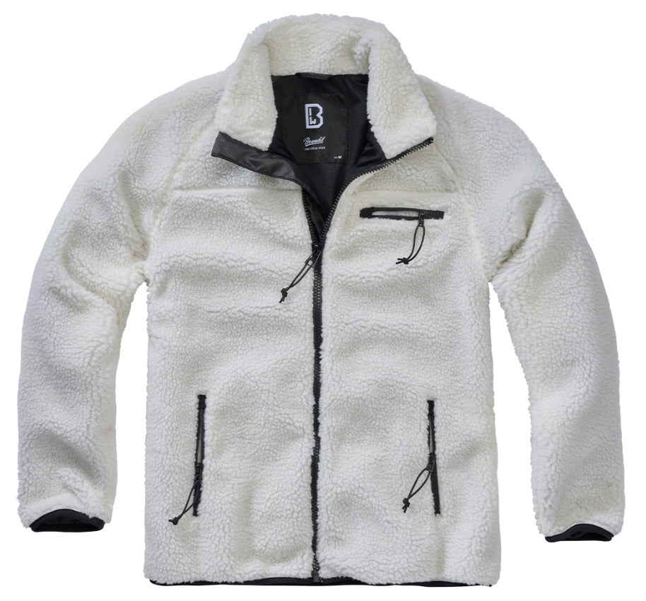 Brandit Teddy Fleece Jacket Breathable Lining Hiking Army White