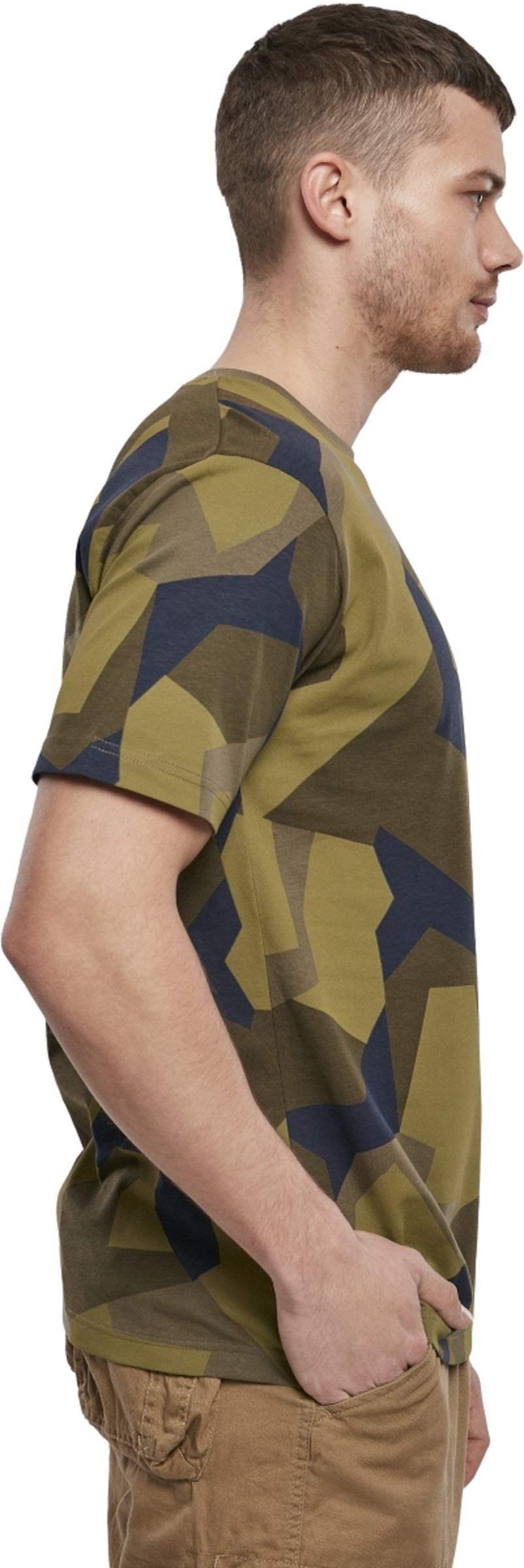 Brandit Men’s T-Shirt – Swedish Camo M90 Cotton Crew Neck Casual Outdoor Top