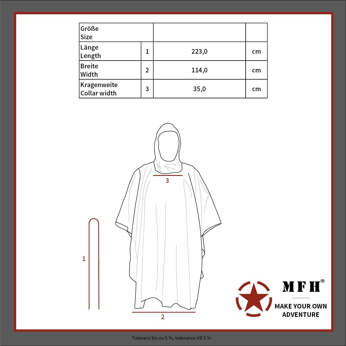 MFH Poncho Ripstop Ca. 144 X223 Cm Black