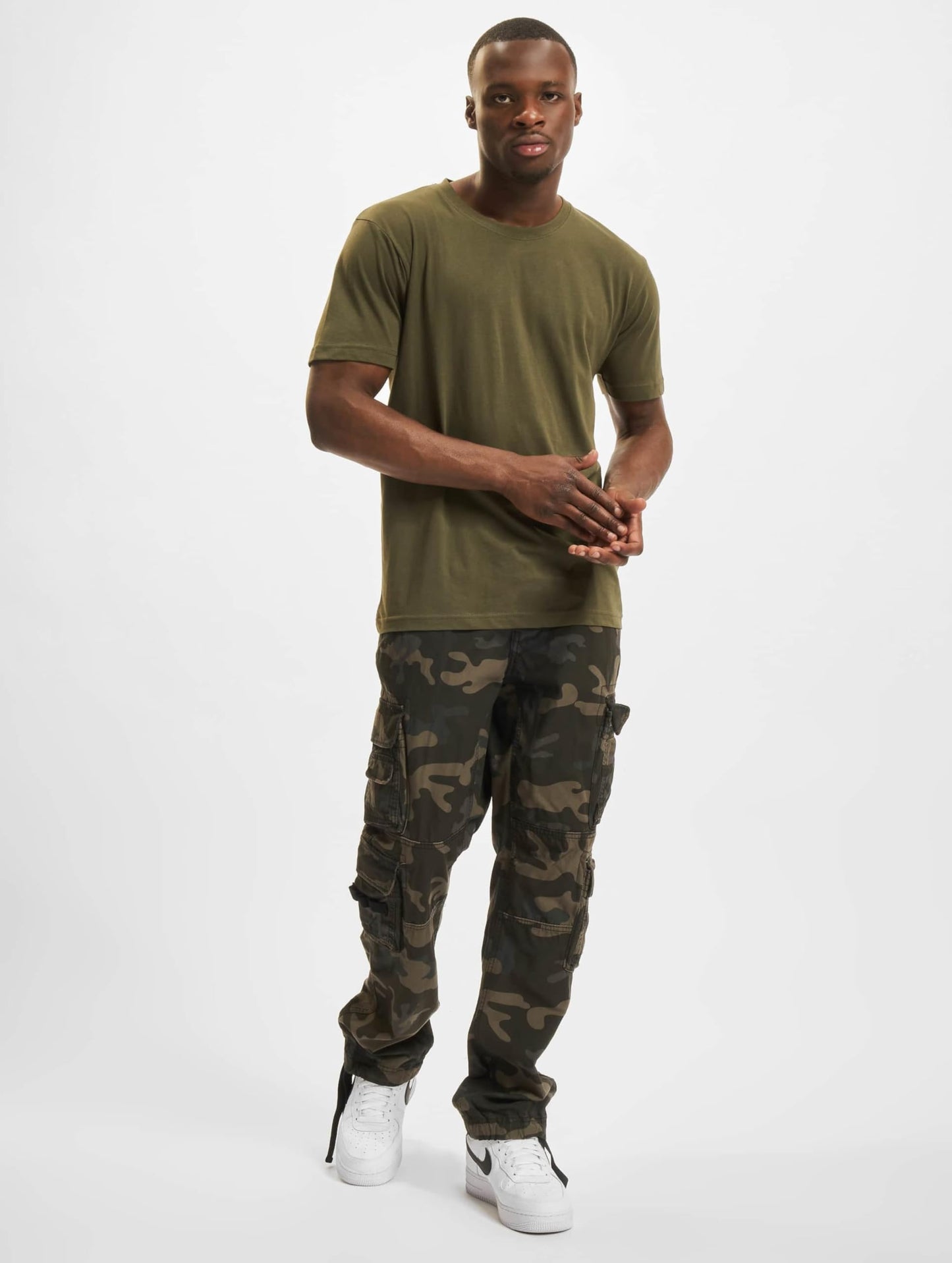 Brandit Men’s T-Shirt – Olive Cotton Crew Neck Casual Short Sleeve Top, Size 4XL