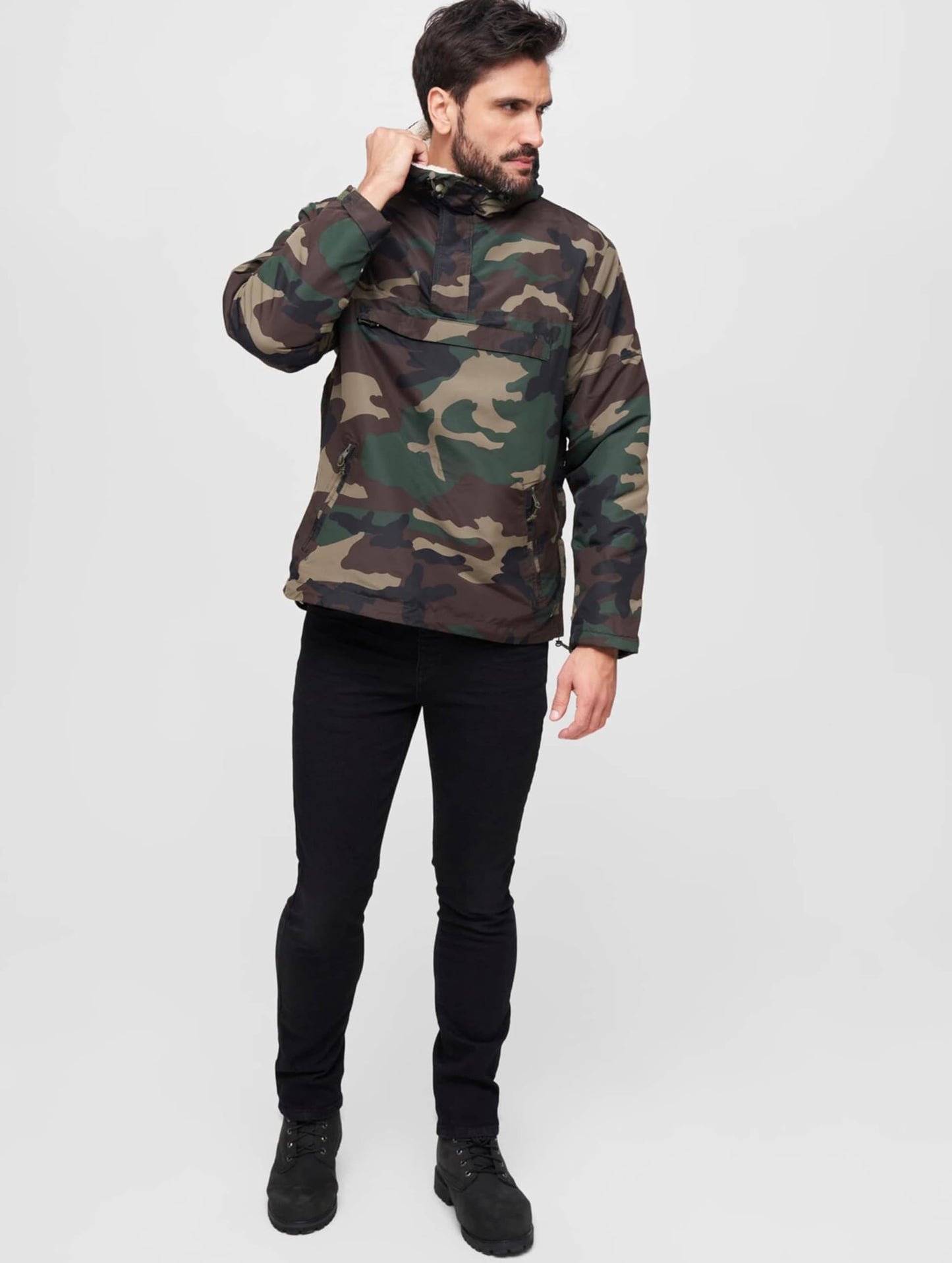 Brandit Men’s Windbreaker Sherpa Jacket Olive – Outdoor Winter Coat