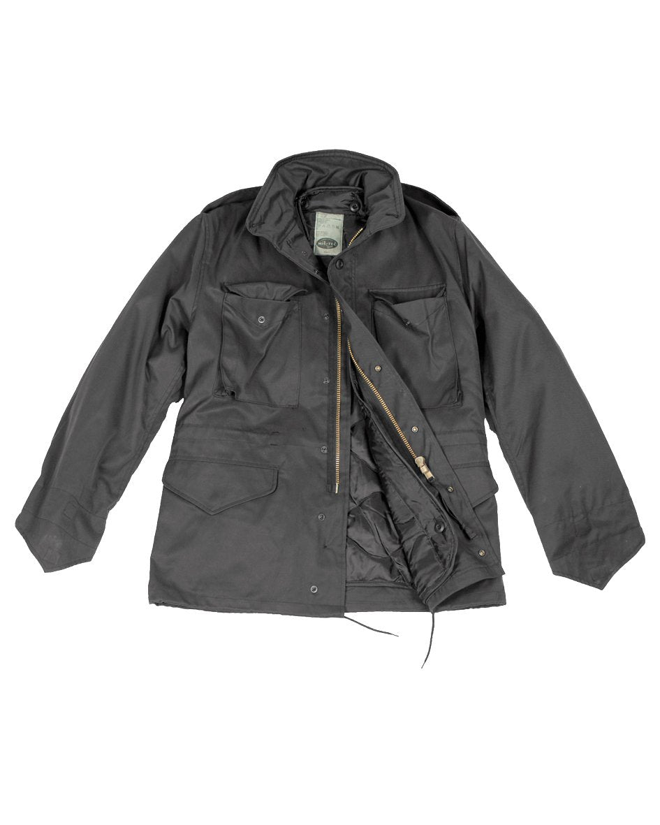 Mil-Tec Men’s M65 Field Jacket – Black Army Parka with Liner