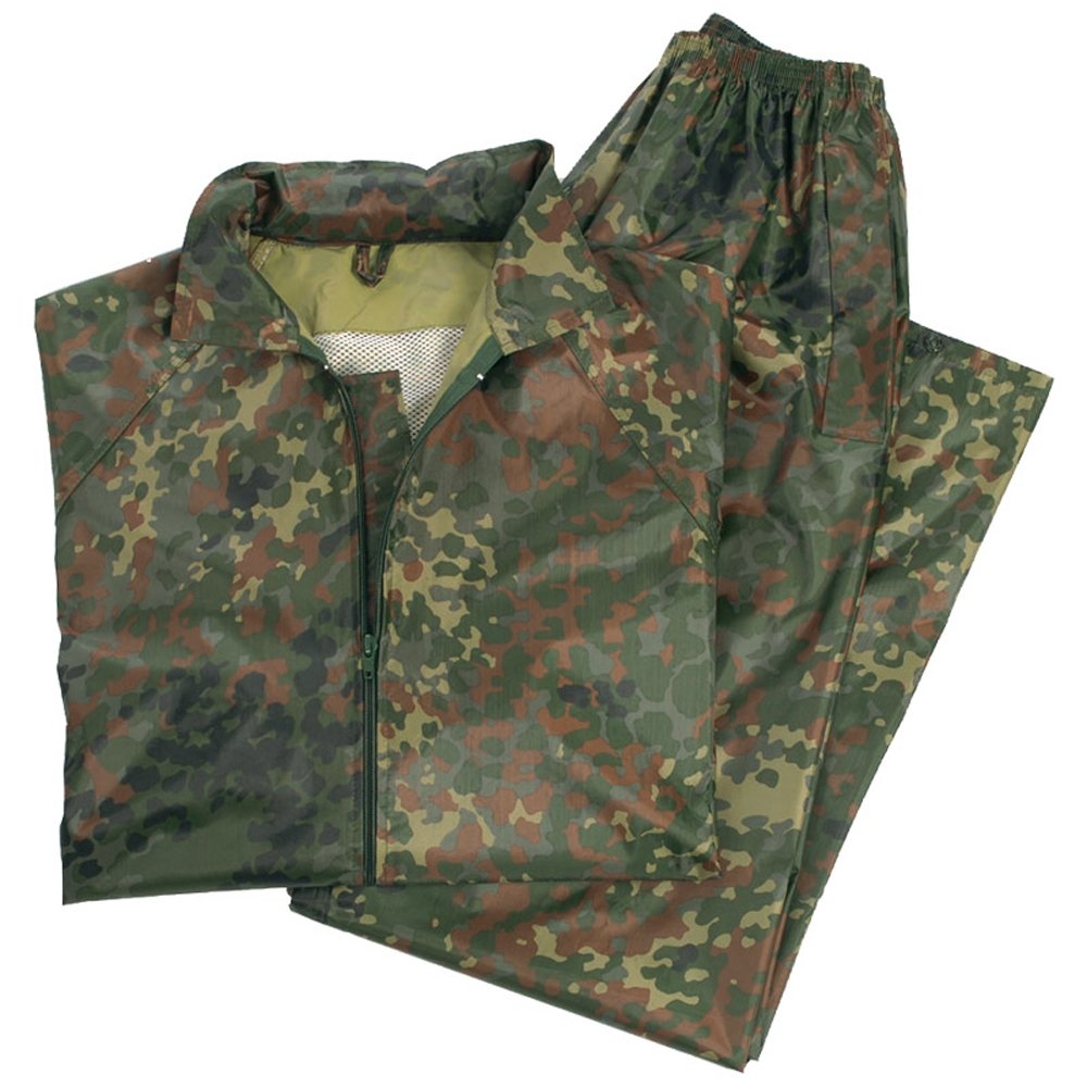 Mil-Tec Wet Weather Suit Flecktarn Camo Men’s Waterproof Jacket & Pants 4XL
