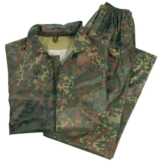 Mil-Tec Wet Weather Suit Flecktarn Camo Men’s Waterproof Jacket & Pants 4XL