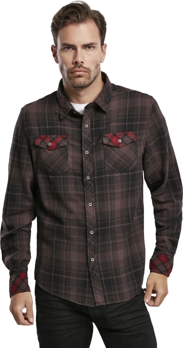 Brandit Men’s Checkshirt Duncan – Brown/Black Flannel Style Casual Shirt