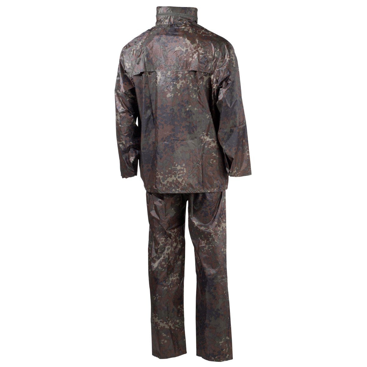MFH Men’s 2-Piece Rain Suit – Flecktarn Camo Waterproof Jacket & Pants