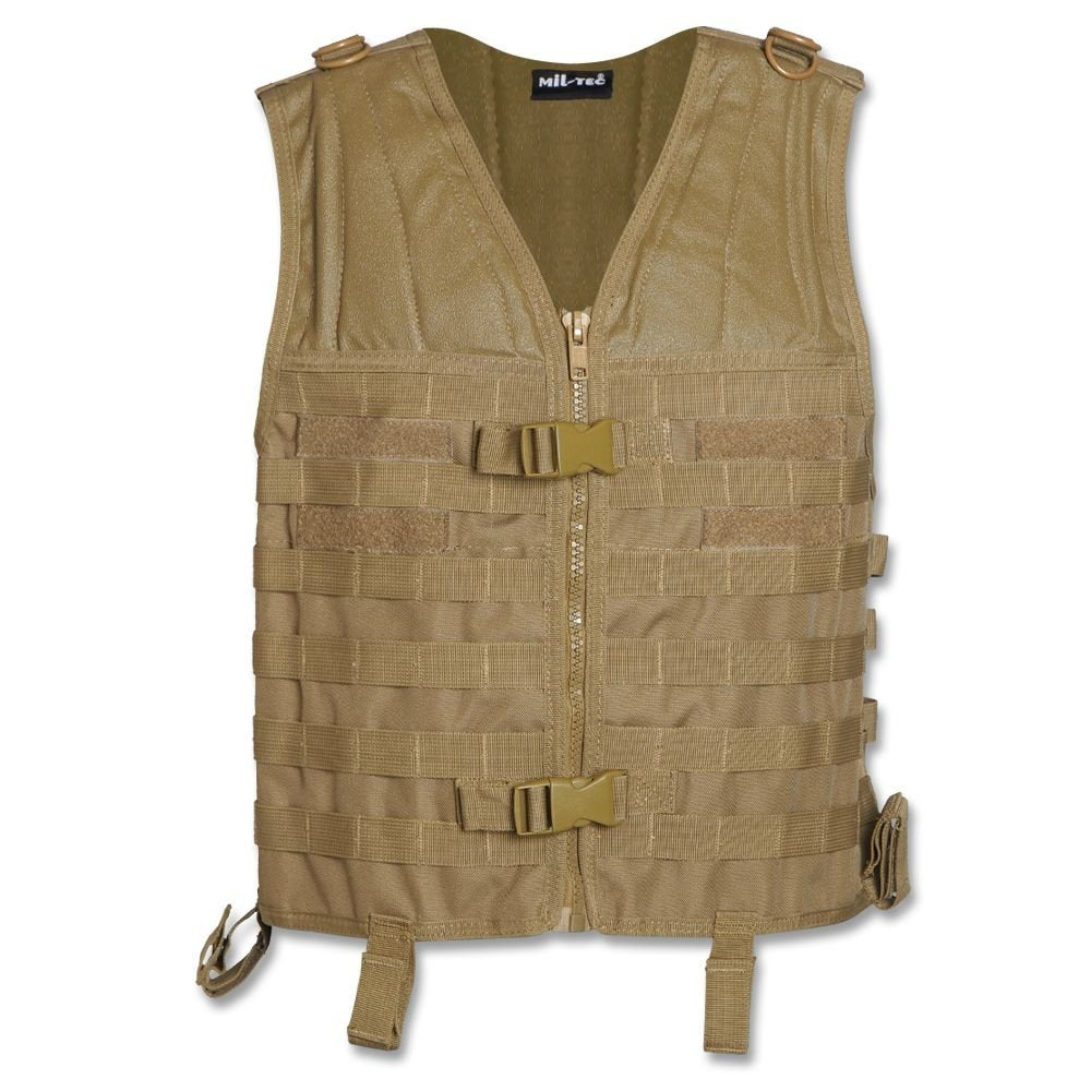 Mil-Tec MOLLE Carrier Vest Coyote Tactical Adjustable Lightweight