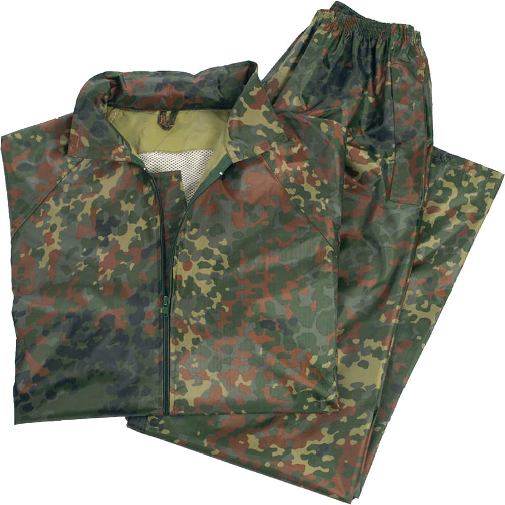 Mil-Tec Wet Weather Suit Flecktarn Camo Men’s Waterproof Jacket & Pants M