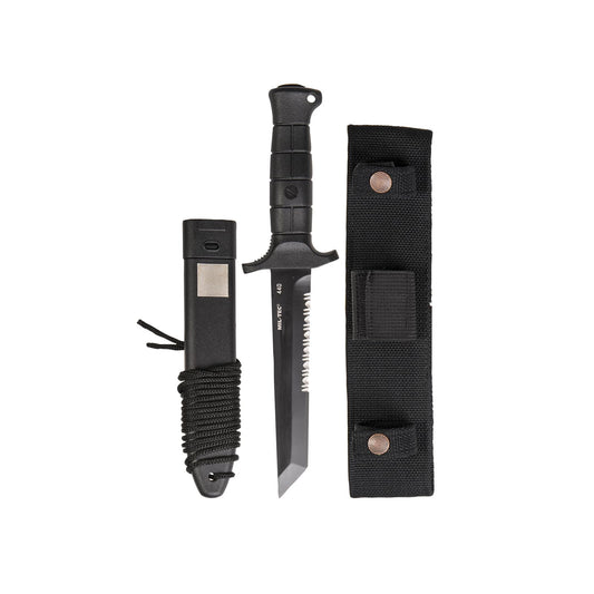 Mil-Tec KM2000 Combat Knife – 6.5" Tanto Fixed Blade with Glass Breaker