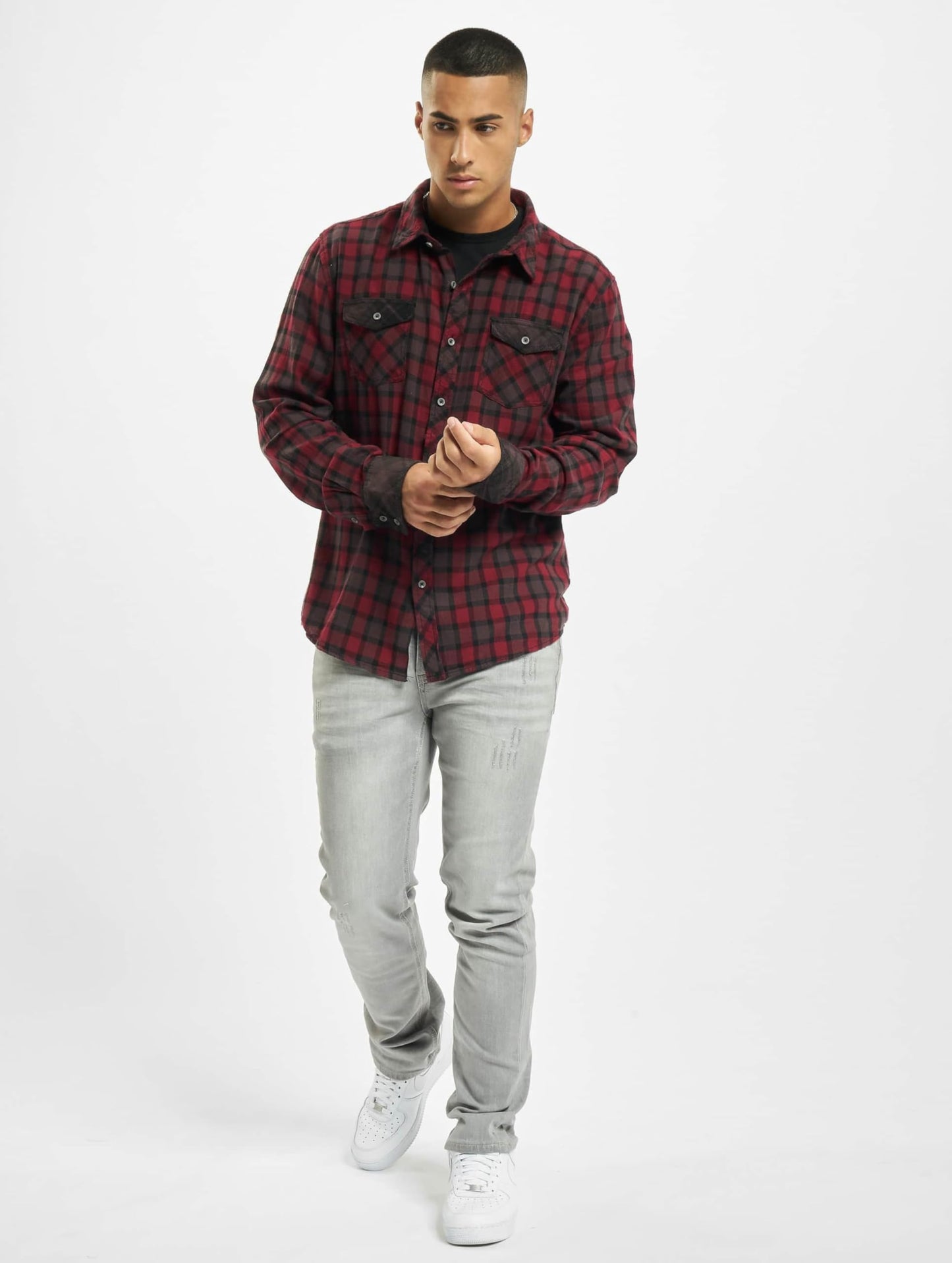 Brandit Men’s Checkshirt Duncan – Red/Brown Casual Flannel Style Shirt, Size S
